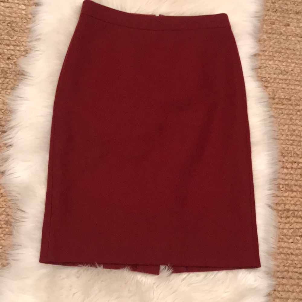 J. Crew deep red pencil skirt 0 100%wool